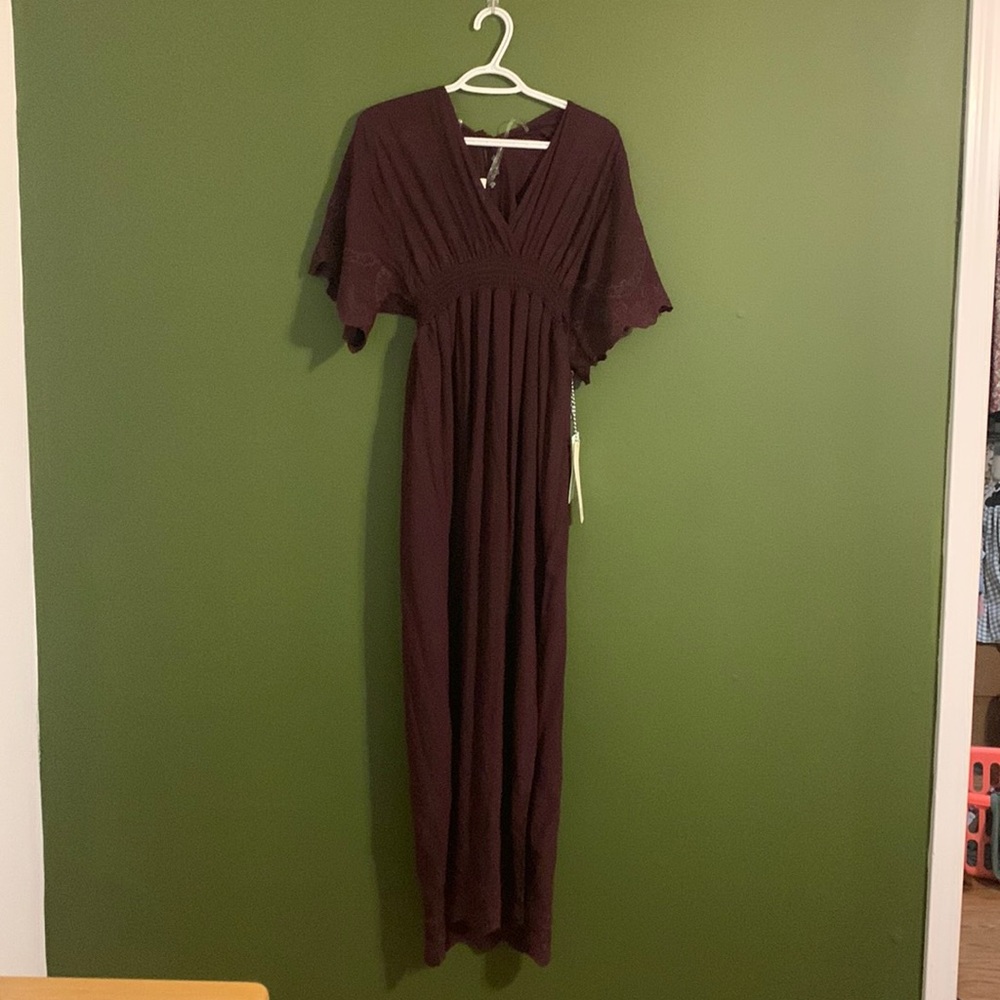 Dark purple/maroon off the shoulder maxi dress